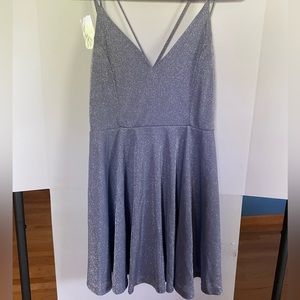 Blue glitter Windsor mini skater dress